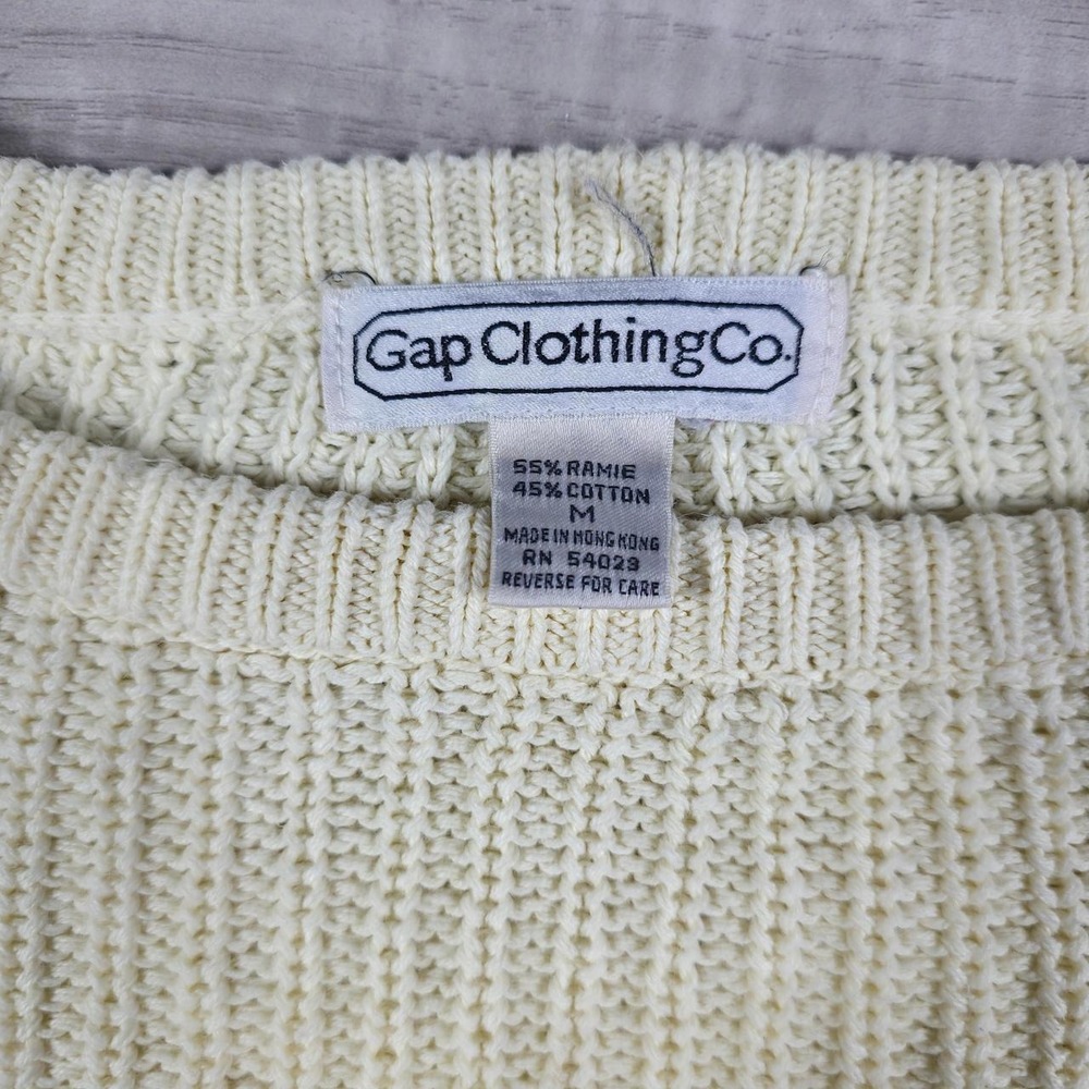 Vintage Chunky Gap Cream Ramie & Cotton Knit Sweater - Picture 2 of 4